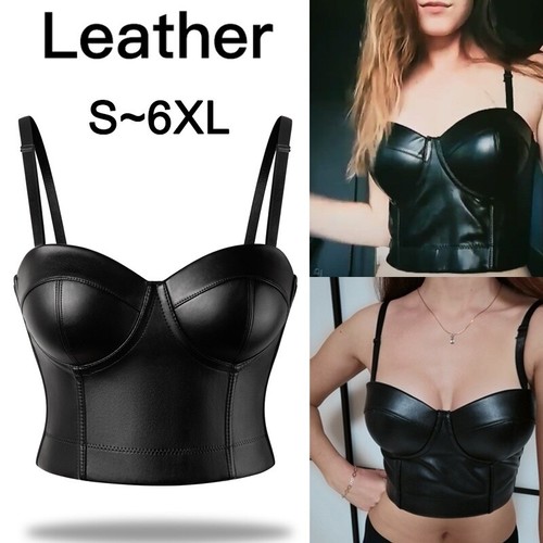 Women leather bra tops - bra, gothic