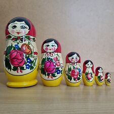 Vintage Russian Matryoshka Nesting Dolls 6 Piece Set Hand Painted 7.5"