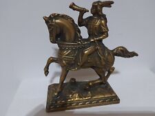 Antigue 1900s French Bronze Sculpture Hunter With Hunting Horn