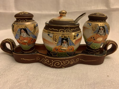 Samurai hand painted cruet set - hand,