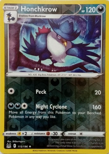 115 196 honchkrow reverse - honchkrow, holo