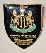 Official Newcastle United Pin Badge 2001- 2002 v Bolton Wanderers 