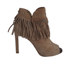 Lola Cruz Fringe Suede Peep