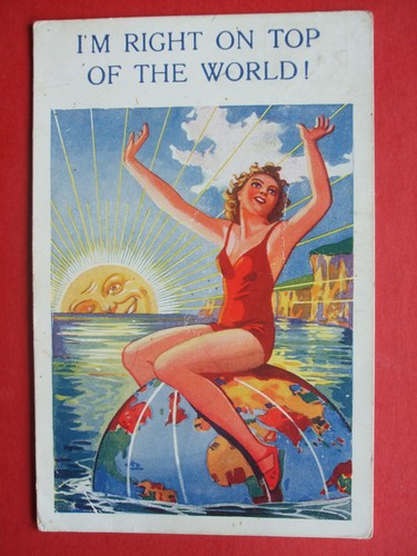 Old seaside comic sunrise - comic, lady