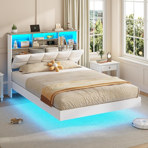 Floating bed frame twin - bed,