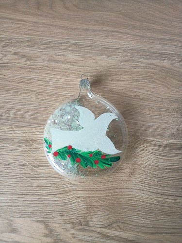Bauble mouth blown dove - blown,