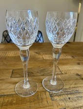 2x Royal Brierley Cut Crystal Hock Coventry Wine Glasses Vintage