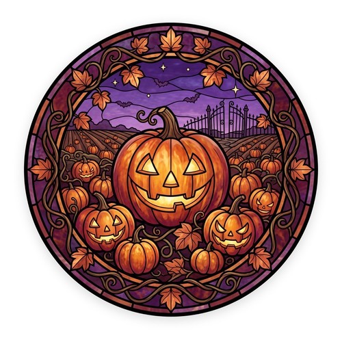 Halloween pumpkin stained - halloween,