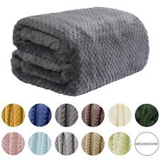 OHS Luxury Popcorn Waffle Blanket Large Warm Fleece Throw Over Bed Travel