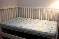 Handmade flannelette cot baby fitted sheet — Rabbits