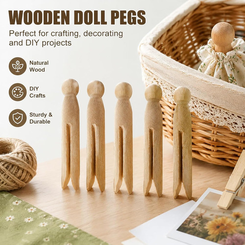 Round wooden clothespins - round,