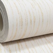 Embossed Plain Light Cream Gold Glitter Blown Vinyl Textured Thick Wallpaper 