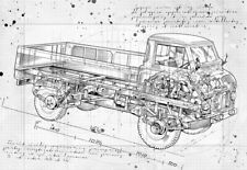 Land Rover 109 FC Truck  Technical Line Drawing Cutaway Art  Poster Print