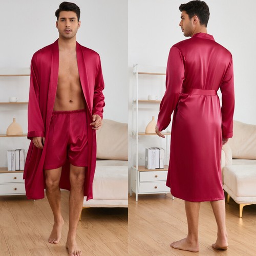 Men long satin pajamas - long,