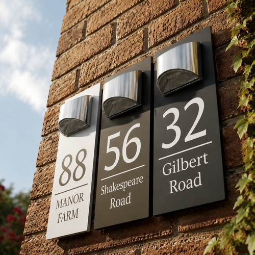 Solar led house number sign - house,