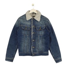 Lee Sherpa Denim Jacket Mens Size M Blue Slim Fit Furry Trucker