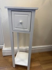 Tall Slim Profile White Bedside Table Good Condition No Reserve