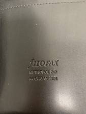FILOFAX Black Metropol A4 Zipped Portfolio Organiser Folder Logo Faux Leather