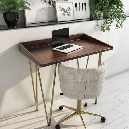 Dark wood office used desk - dark,
