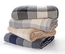 Reversible Cotton Tartan Throws for Sofas Beds Armchair Bedspread in 4 Colours