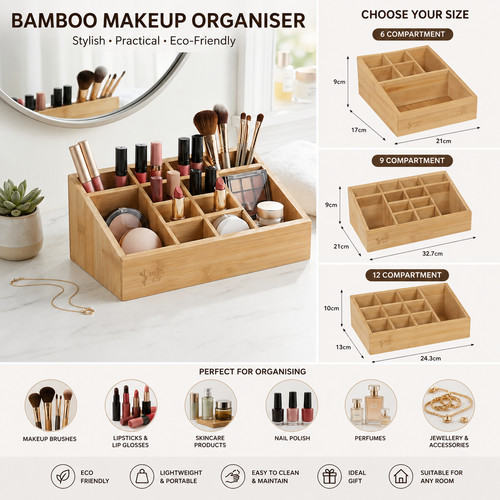 Bamboo makeup organiser - bamboo,