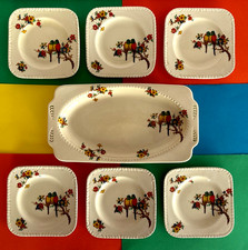 Art Deco c1933, Vintage Crown Staffordshire Complete Sandwich Set Parrots ???