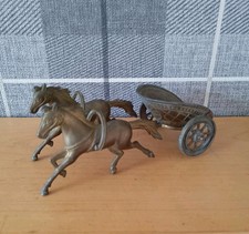 Vintage Bronze Greek Roman Style Horse And Chariot Ornament