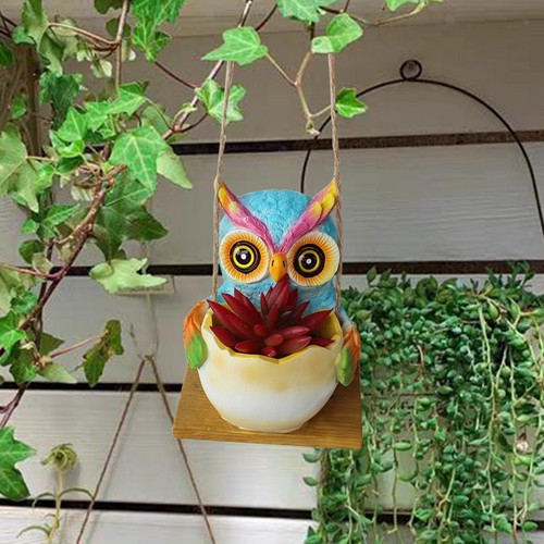 Hanging flower pot owl - flower,