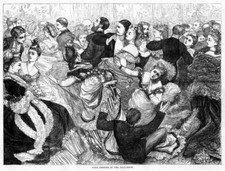 DANCING, LONG DRESSES IN THE BALL-ROOM, ANTIQUE FASHION
