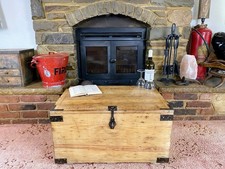 GPO Pine Chest, Vintage Wooden Storage Trunk, Blanket Box, Coffee Table. Padlock