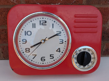 Vintage Red Wall Clock Kitchen