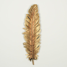 Gold Feather Leaf Nature Boho Resin Wall Hanging Home Ornament Decorative Gift