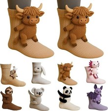 3D Cute Animals Socks Knitted Animal Pattern Floor Socks Unisex Funny Winter NEW