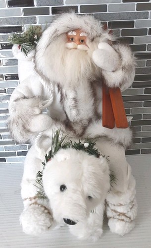 Santa riding polar bear - santa,