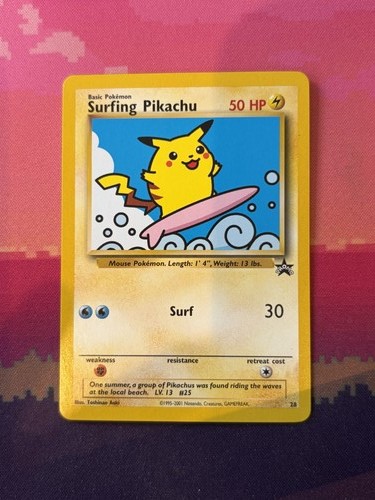 Pokemon card surfing pikachu - card,