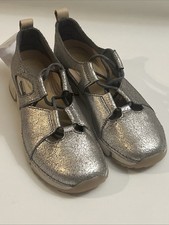 Ladies Clarks Silver Trigenic Shoes Size 4.5 D Leather Metallic - New Tagged