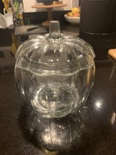 Halloween Glass Pumpkin Sweets Jar With Lid Vgc