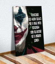 CANVAS WALL ART PRINT ARTWORK THE JOKER MOVIE MADNESS QUOTE FRAMED OPTIONS