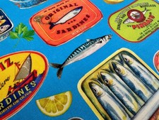 Retro Sardine Tin Fabric Fish