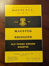 Maesteg V Bridgend Rugby Union Programme 1989