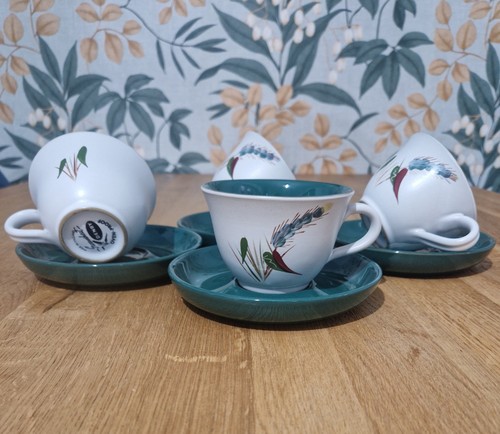 Vintage denby greenwheat cups - denby,