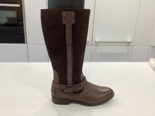 Tamaris new unworn brown leather & suede long boots size 39 6 riding flat