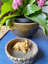 Wade Dog Trinket Pin Dish Ceramic Puppy In A Basket Vintage