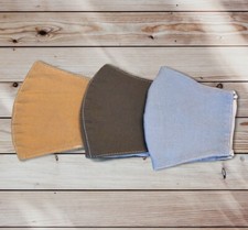 3 x  Plain colour face masks ladies adults breathable Triple layers washable