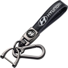 HYUNDAI PREMIUM LEATHER KEY RING FOR KEY FOB WITH MINI SCREWDRIVER BLACK