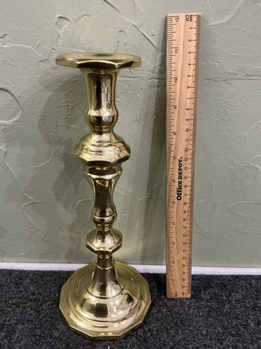 Brass candlestick single tall - candlestick, single,