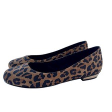 Riva Brown Suede Leopard Print Ballet Flat Shoes - EU Size 41.5 / UK 7.5 - New 