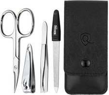 Solingen Manicure Set for Women and Men - 4-Piece Nail Kit, comprising Black 