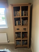 Lovely Solid Oak Bookcase With 2 Drawers