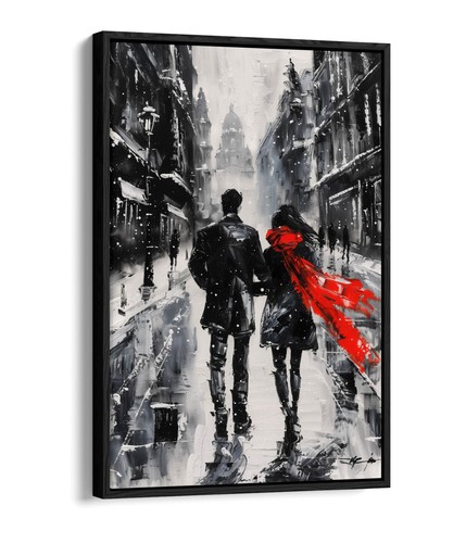Painting couple wearing red - of,
